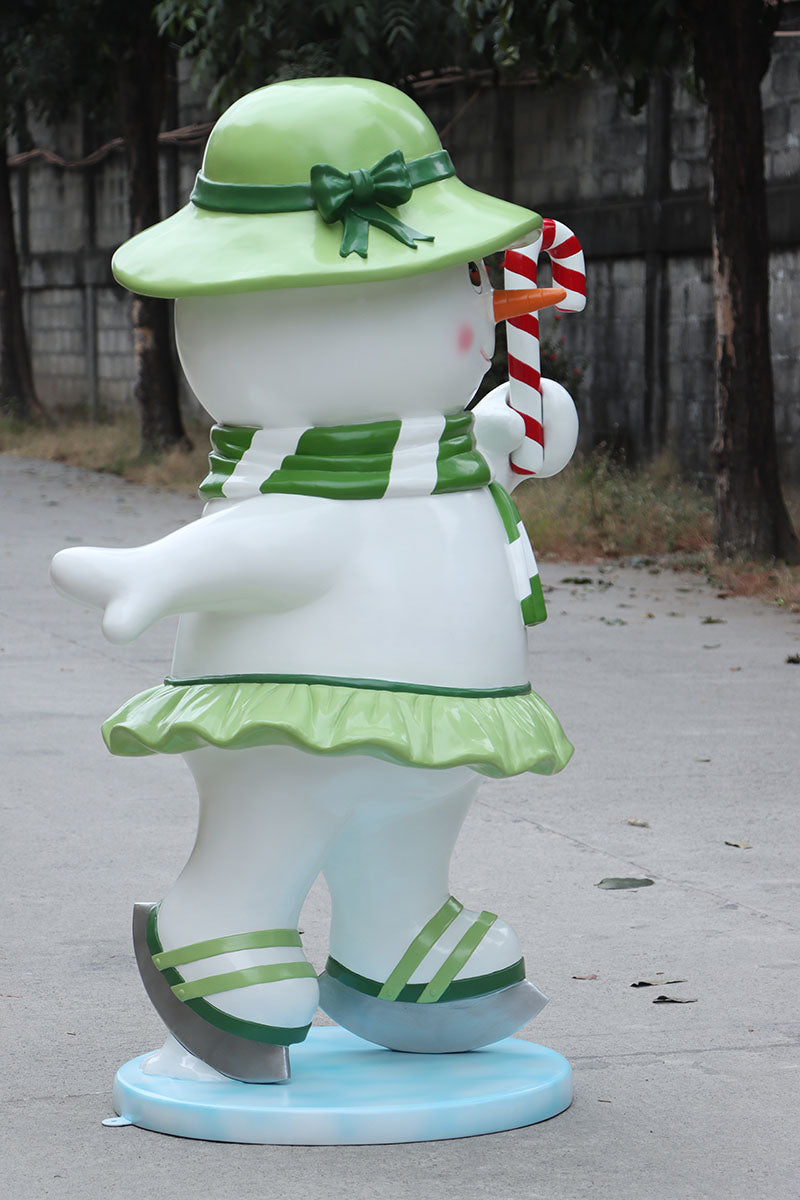 Ice Skating Snowman Mother Statue