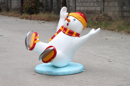 Ice Skating Snowman Son Statue