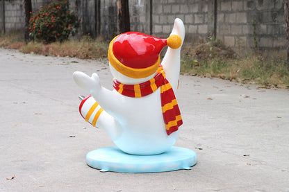 Ice Skating Snowman Son Statue