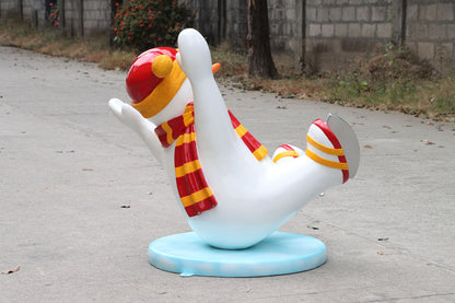 Ice Skating Snowman Son Statue