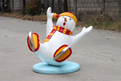 Ice Skating Snowman Son Statue