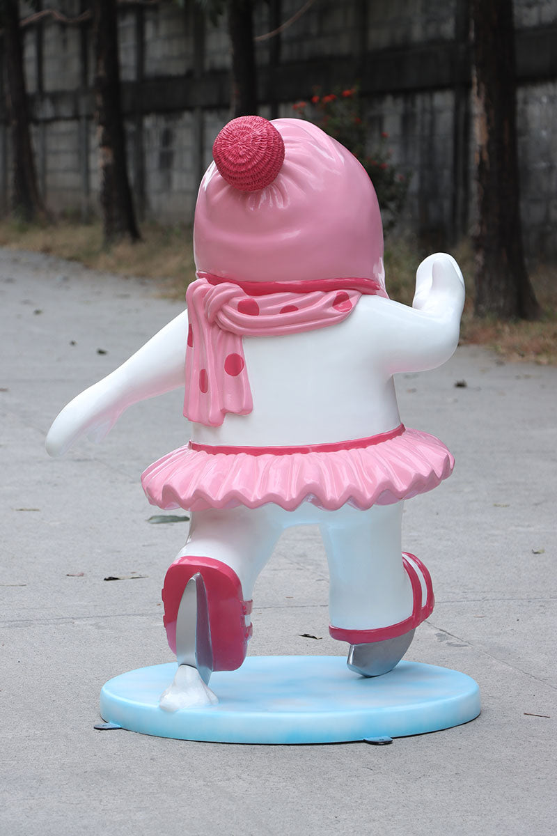Ice Skating Snowman Daughter Statue