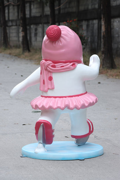 Ice Skating Snowman Daughter Statue
