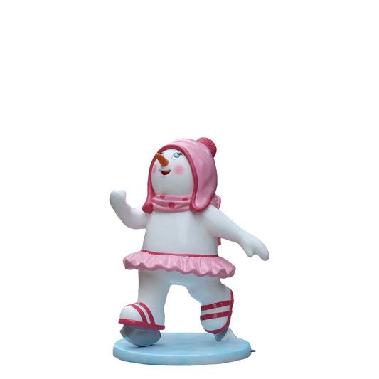 Ice Skating Snowman Daughter Statue