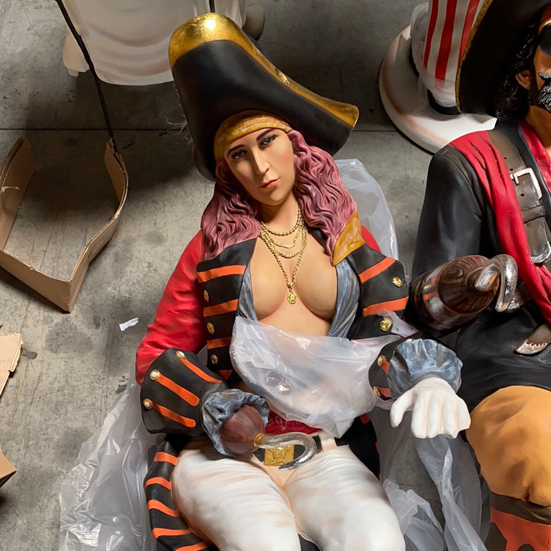 Lady Pirate Sitting Life Size Statue