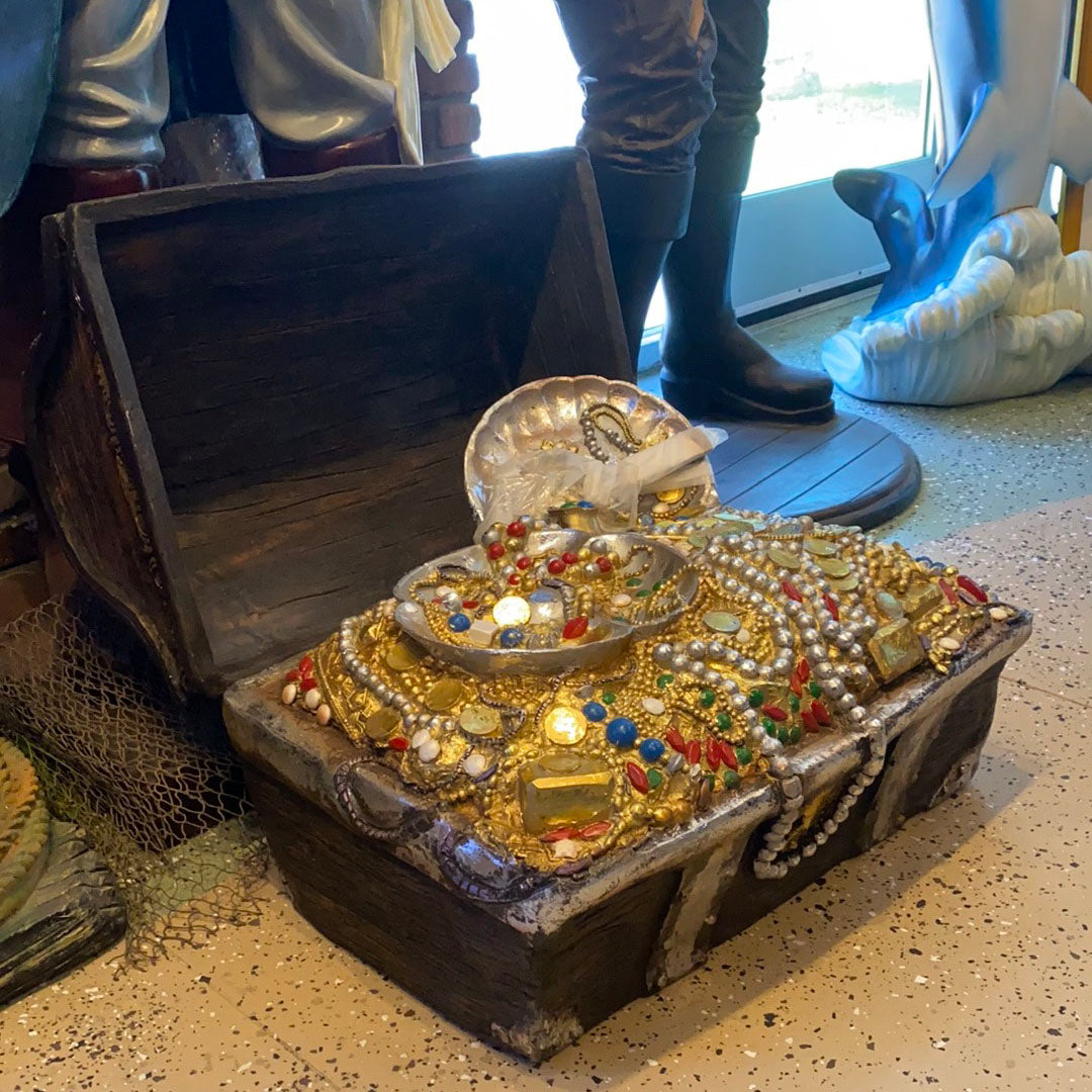 Large Opened Treasure Chest Life Size Statue