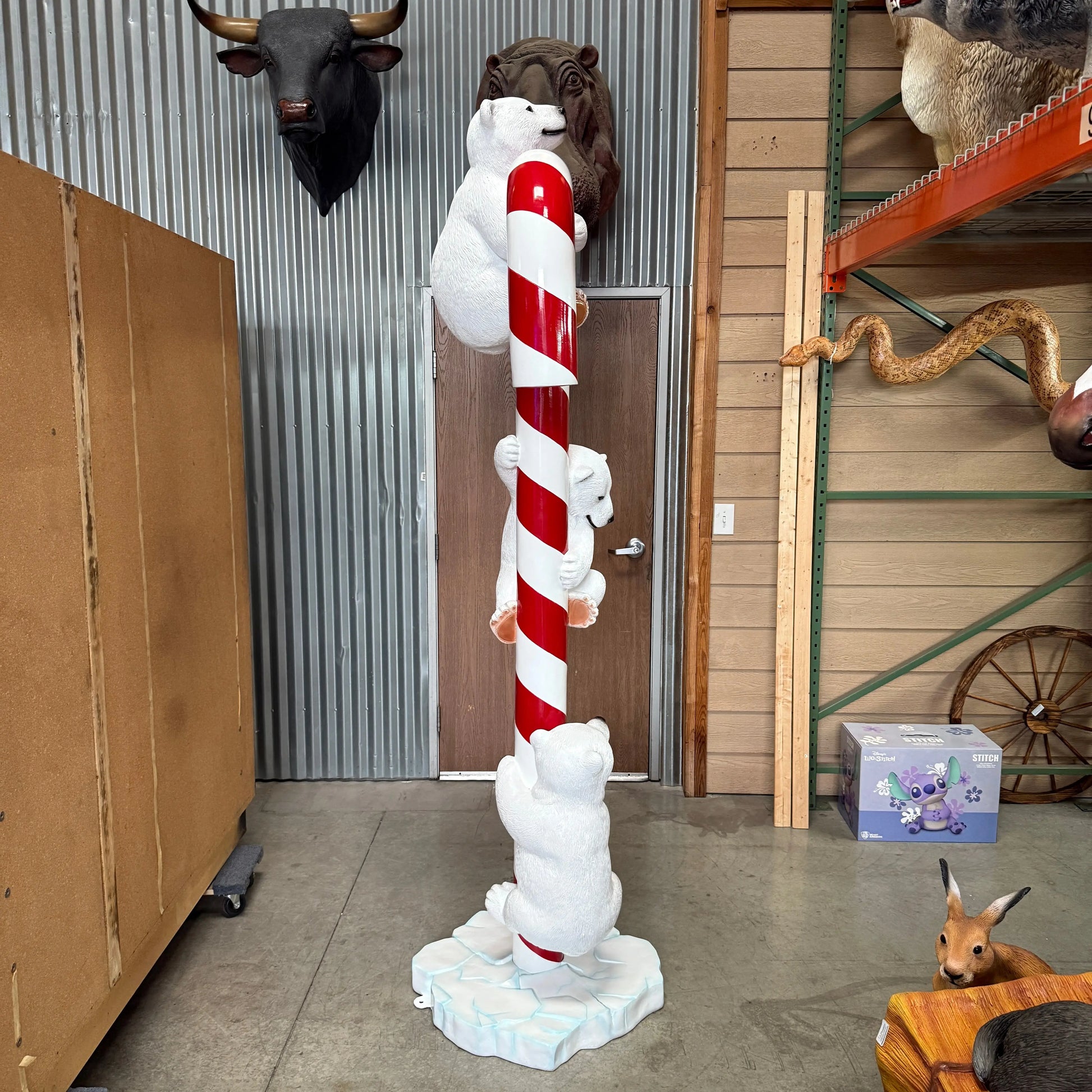 Polar Bear Cubs on Candy Cane Statue S0033-250046-H