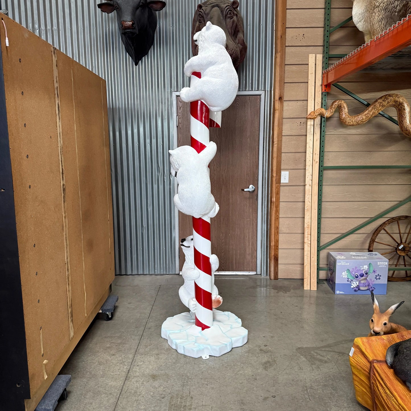 Polar Bear Cubs on Candy Cane Statue S0033-250046-H