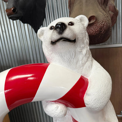 Polar Bear Cubs on Candy Cane Statue S0033-250046-H