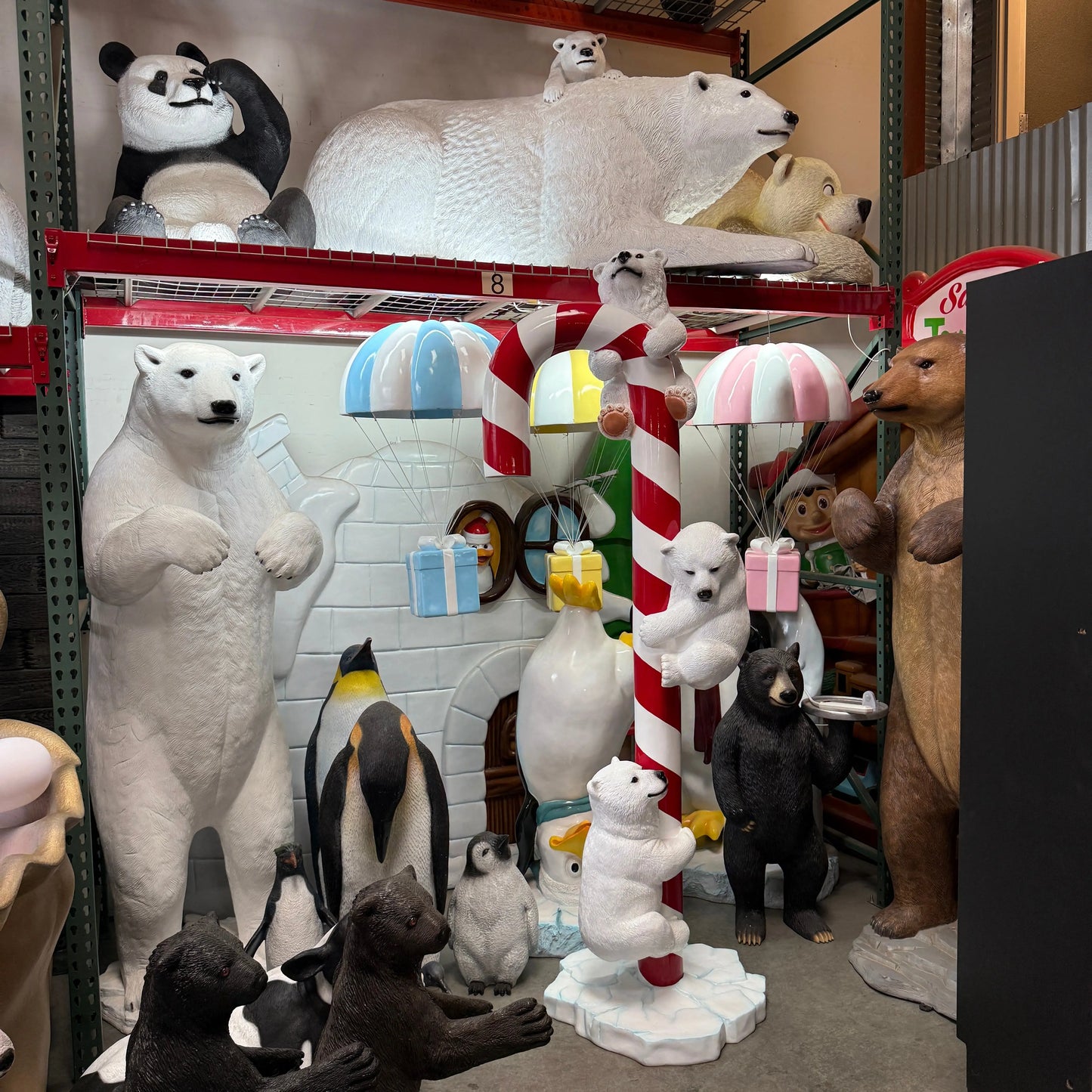 Polar Bear Cubs on Candy Cane Statue S0033-250046-H