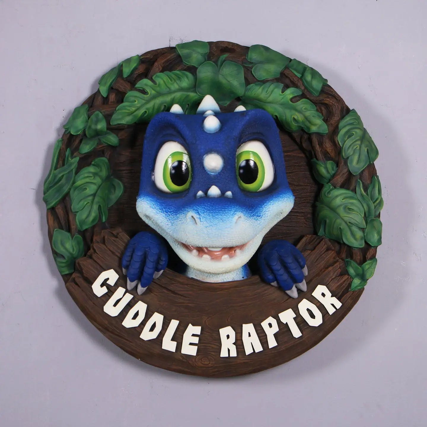 Blue Cuddle Raptor Dinosaur Wall Decor Statue A0903-250069-H