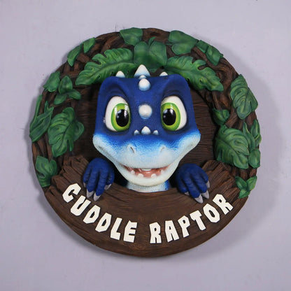 Blue Cuddle Raptor Dinosaur Wall Decor Statue A0903-250069-H