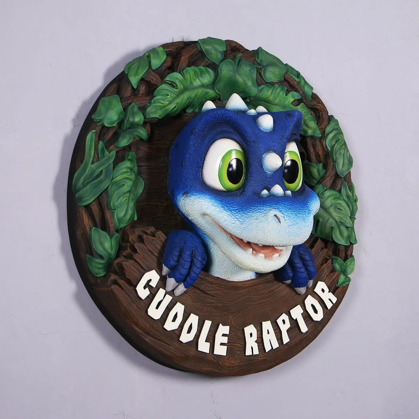 Blue Cuddle Raptor Dinosaur Wall Decor Statue A0903-250069-H
