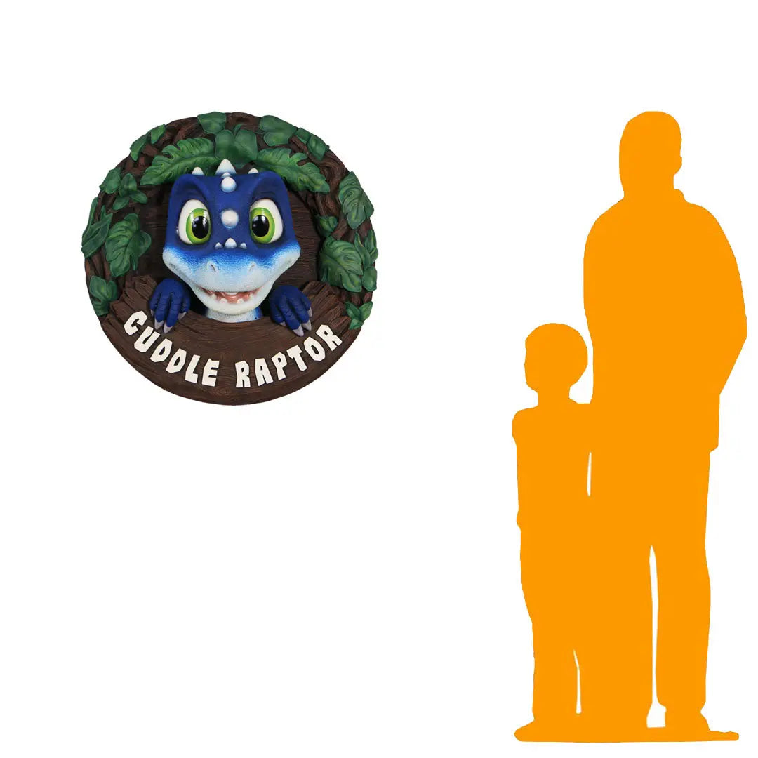 Blue Cuddle Raptor Dinosaur Wall Decor Statue A0903-250069-H