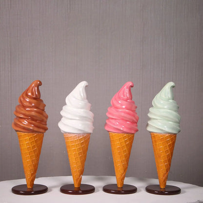 Small Chocolate Soft Serve Ice Cream Table Top Statue R0404C-250117-H
