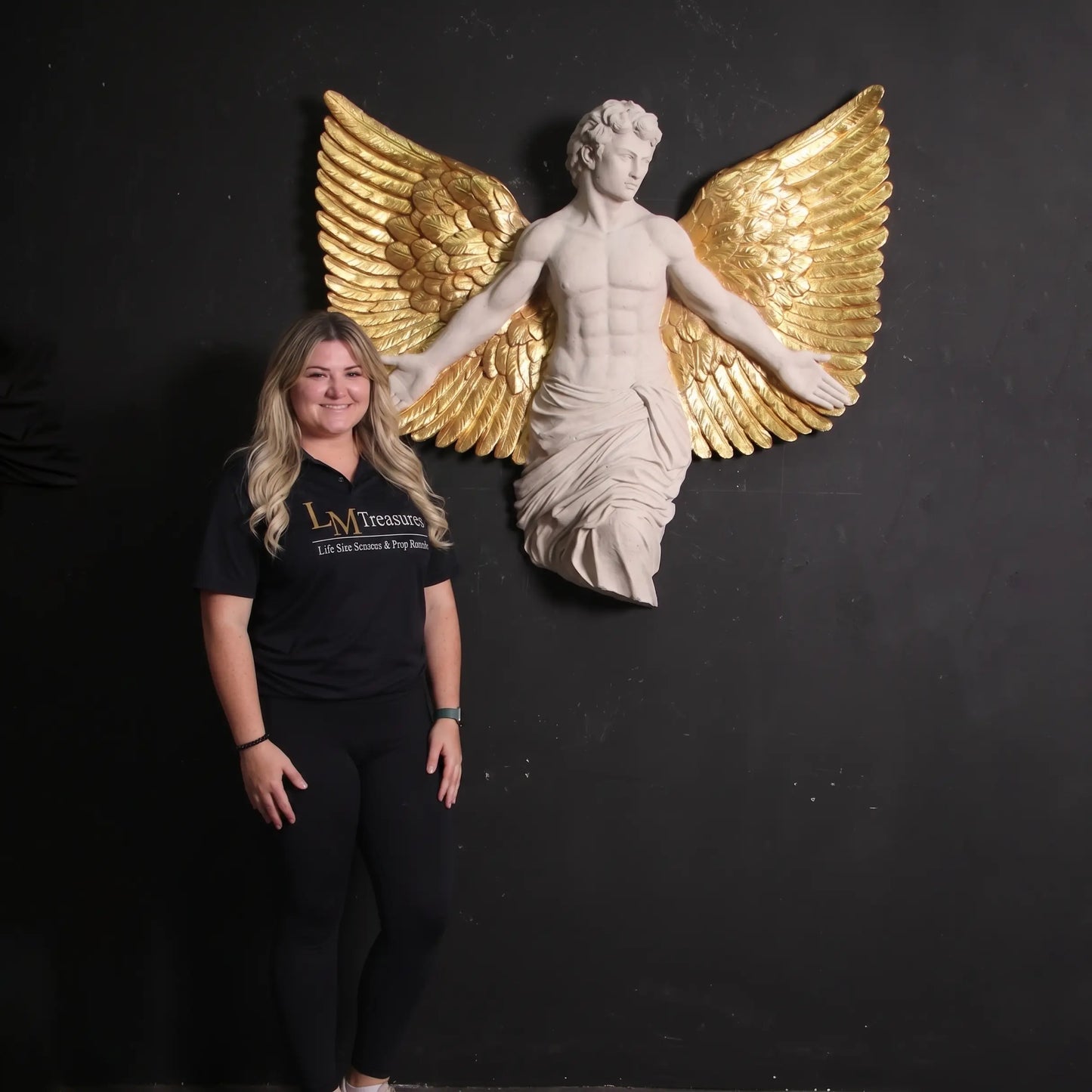 Male Alato Winged Angel Wall Decor Statue M0287-250164-H