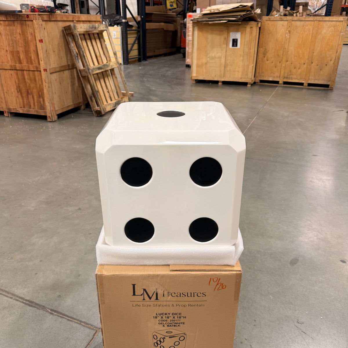 Small White Lucky Dice Statue M0288W-250177-H