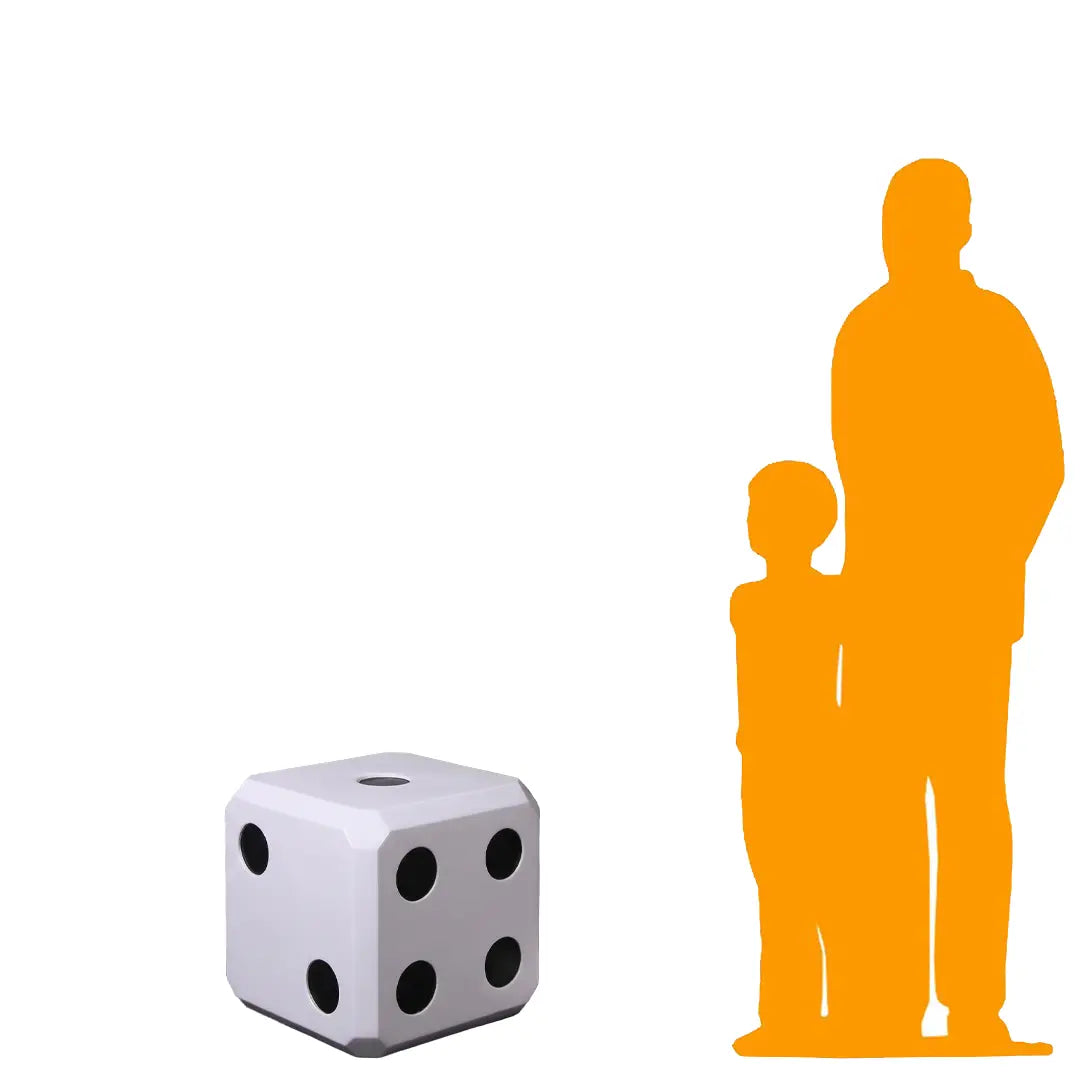 Small White Lucky Dice Statue M0288W-250177-H