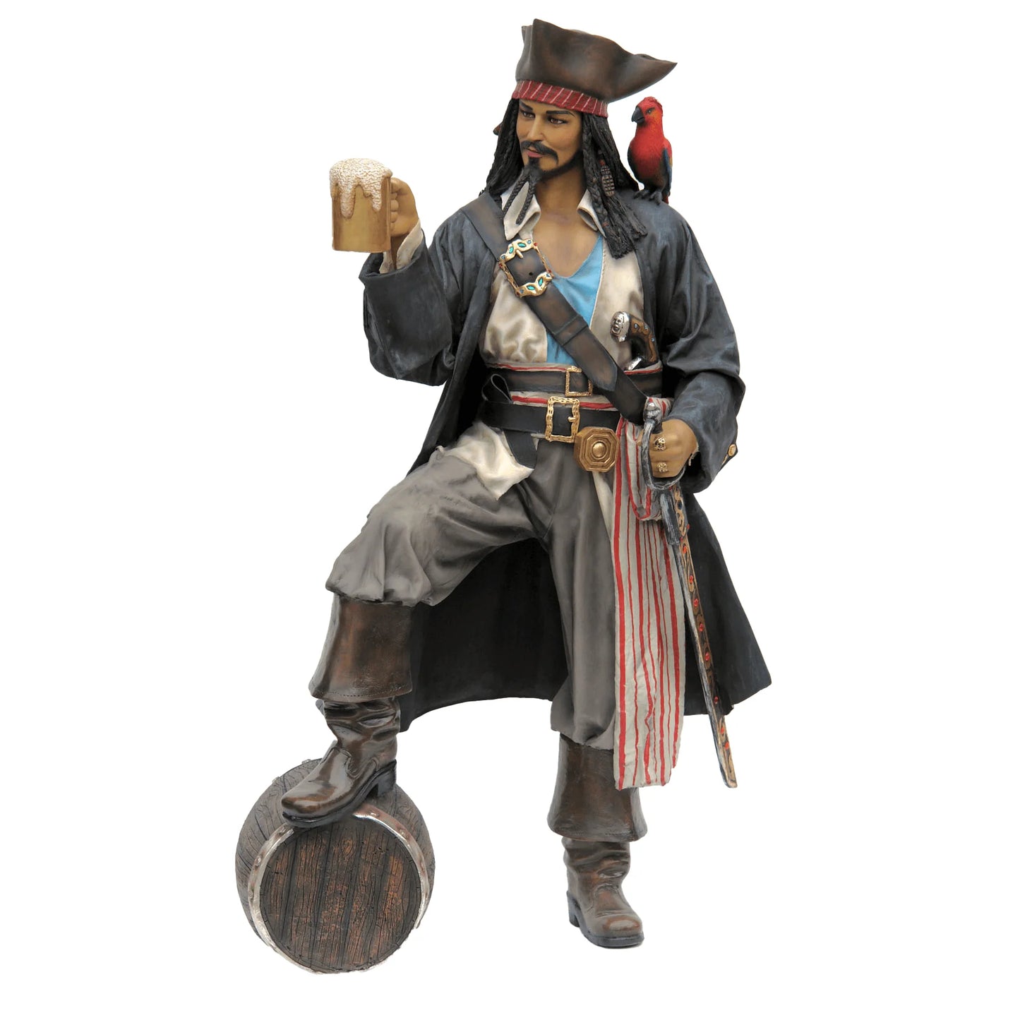 Pirate Captain Jack With Barrel Life Size Statue