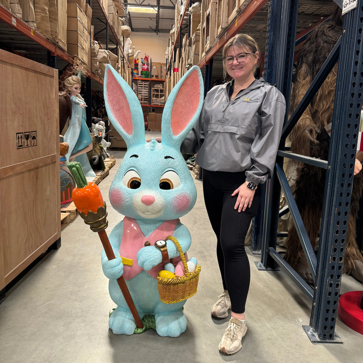 Large Blue Bunny Rabbit Statue A0906-260003-H