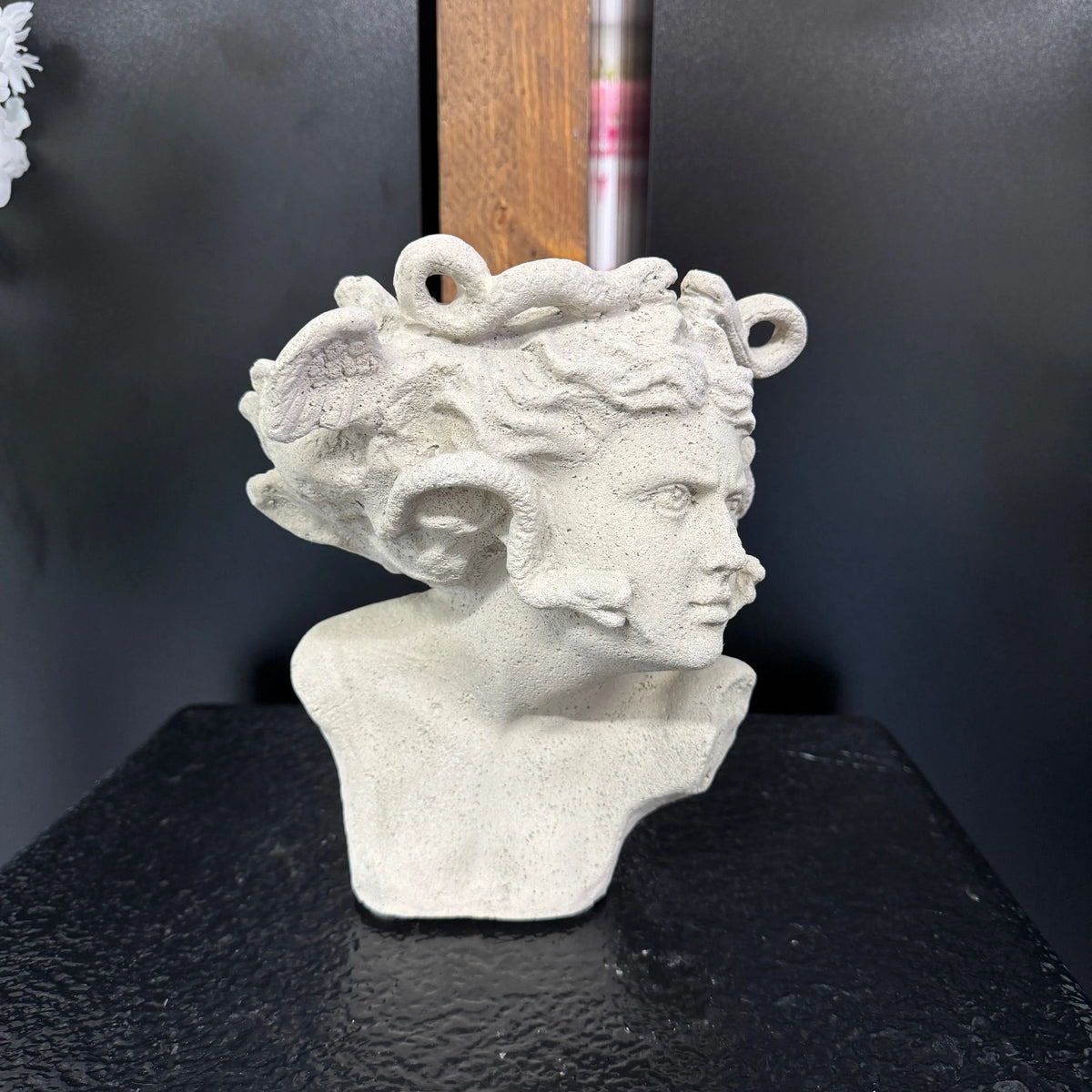 Small Medusa Stone Bust Table Top Statue M0145RS-260013-H