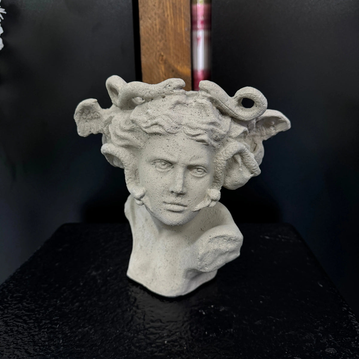Small Medusa Stone Bust Table Top Statue M0145RS-260013-H