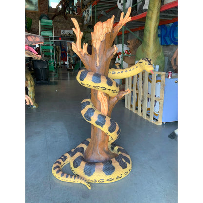 Anaconda Snake On Branch Life Size Statue