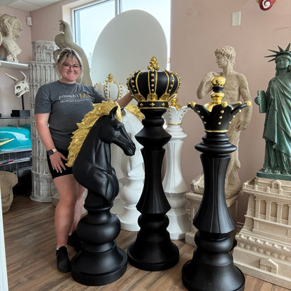 Black Chess Set of 3 Statues