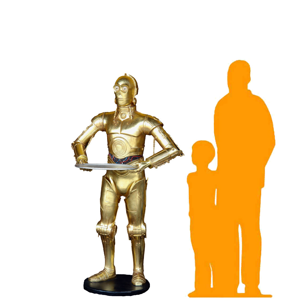 Gold Space Robot Butler Statue