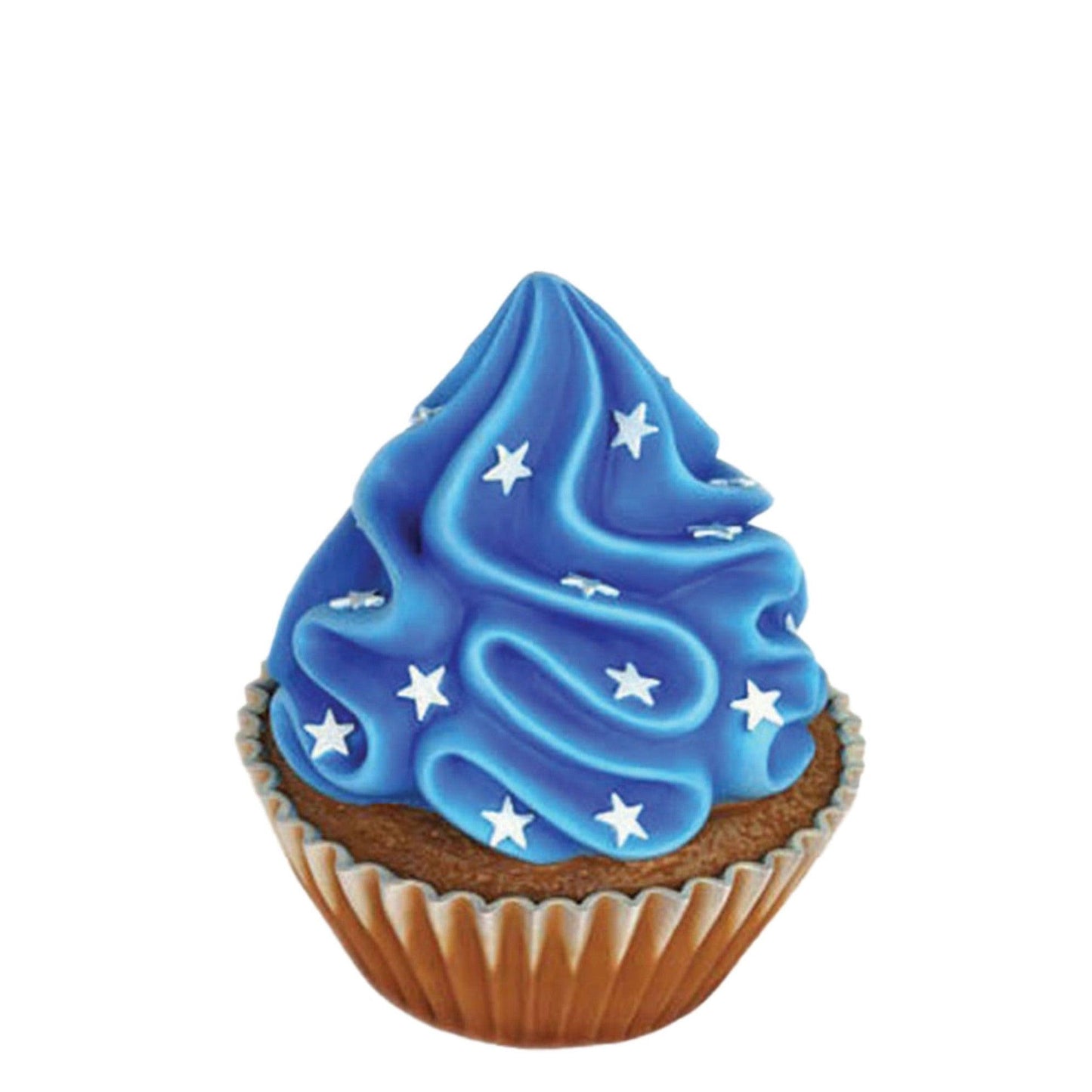 Bright Blue Cupcake With Stars Statue