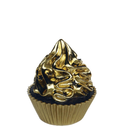 Gold Chocolate Cupcake Statue With Stars - LM Treasures Prop Rentals 
