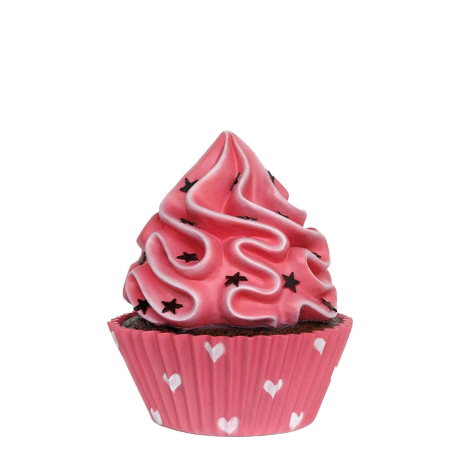 Bright Pink Cupcake With Stars Statue