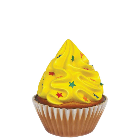 Bright Yellow Cupcake With Stars Statue - LM Treasures Prop Rentals 