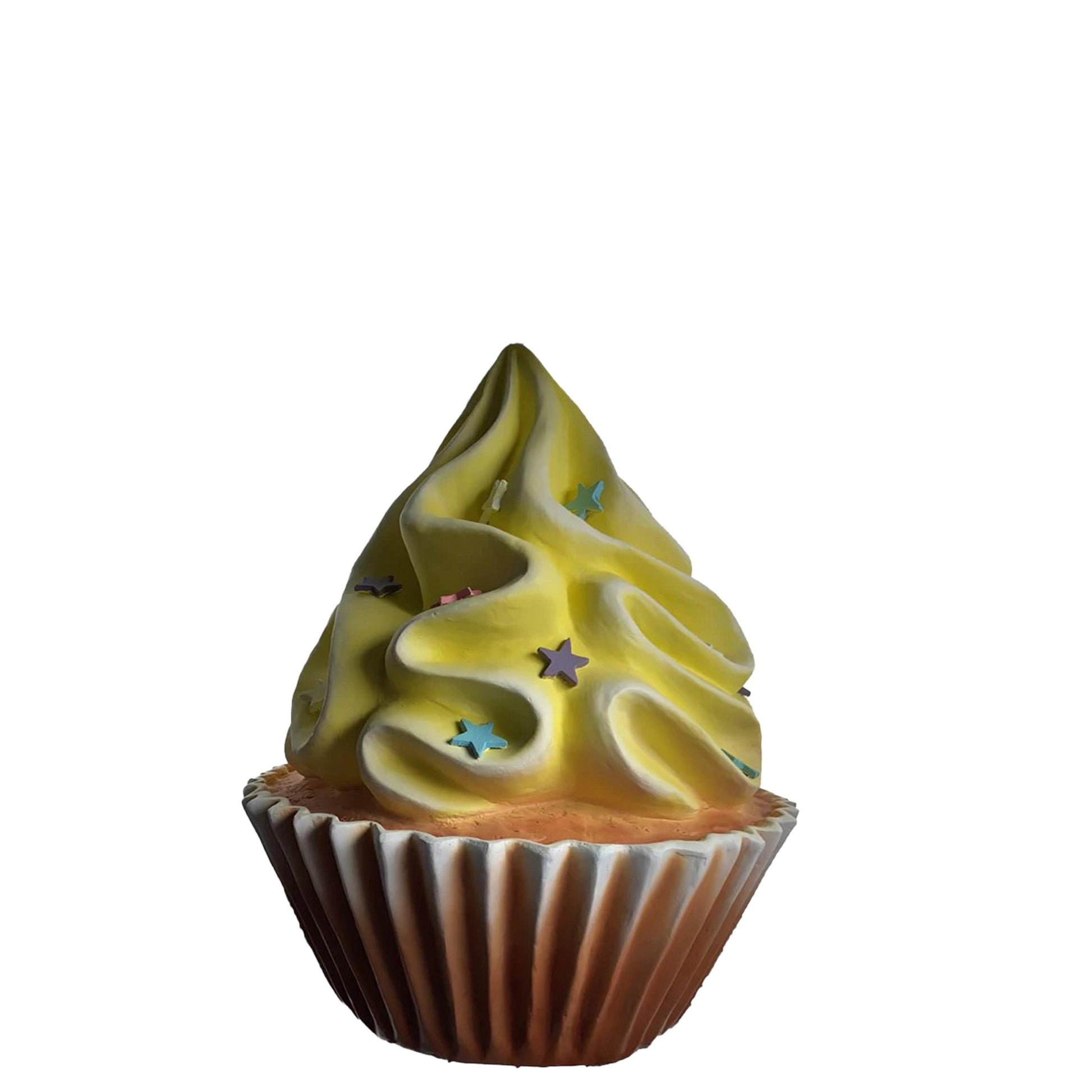 Yellow Cupcake Statue With Stars - LM Treasures Prop Rentals 