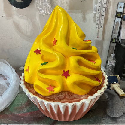 Bright Yellow Cupcake With Stars Statue