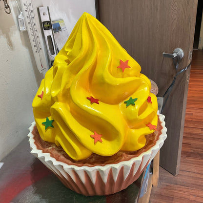 Bright Yellow Cupcake With Stars Statue