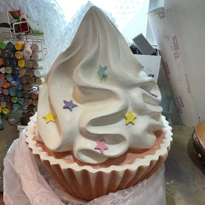 White Cupcake Statue With Stars