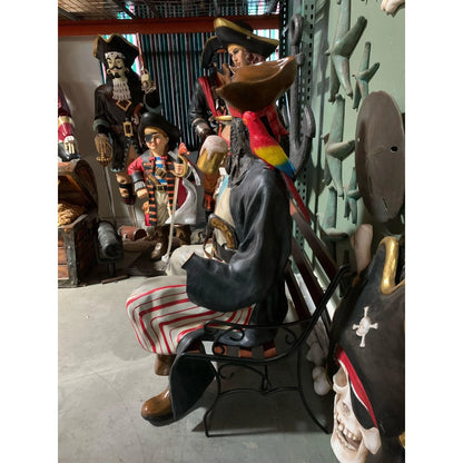 Pirate Jack Sitting On Bench Statue