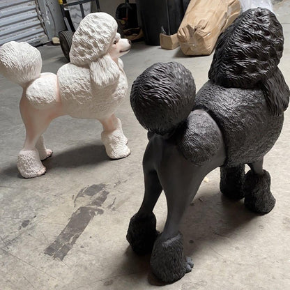 White Poodle Life Size Dog Statue - LM Treasures Prop Rentals 