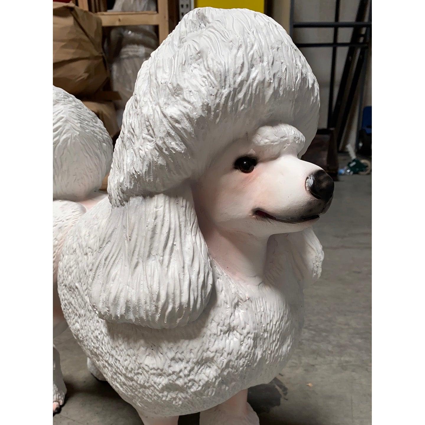 White Poodle Life Size Dog Statue - LM Treasures Prop Rentals 