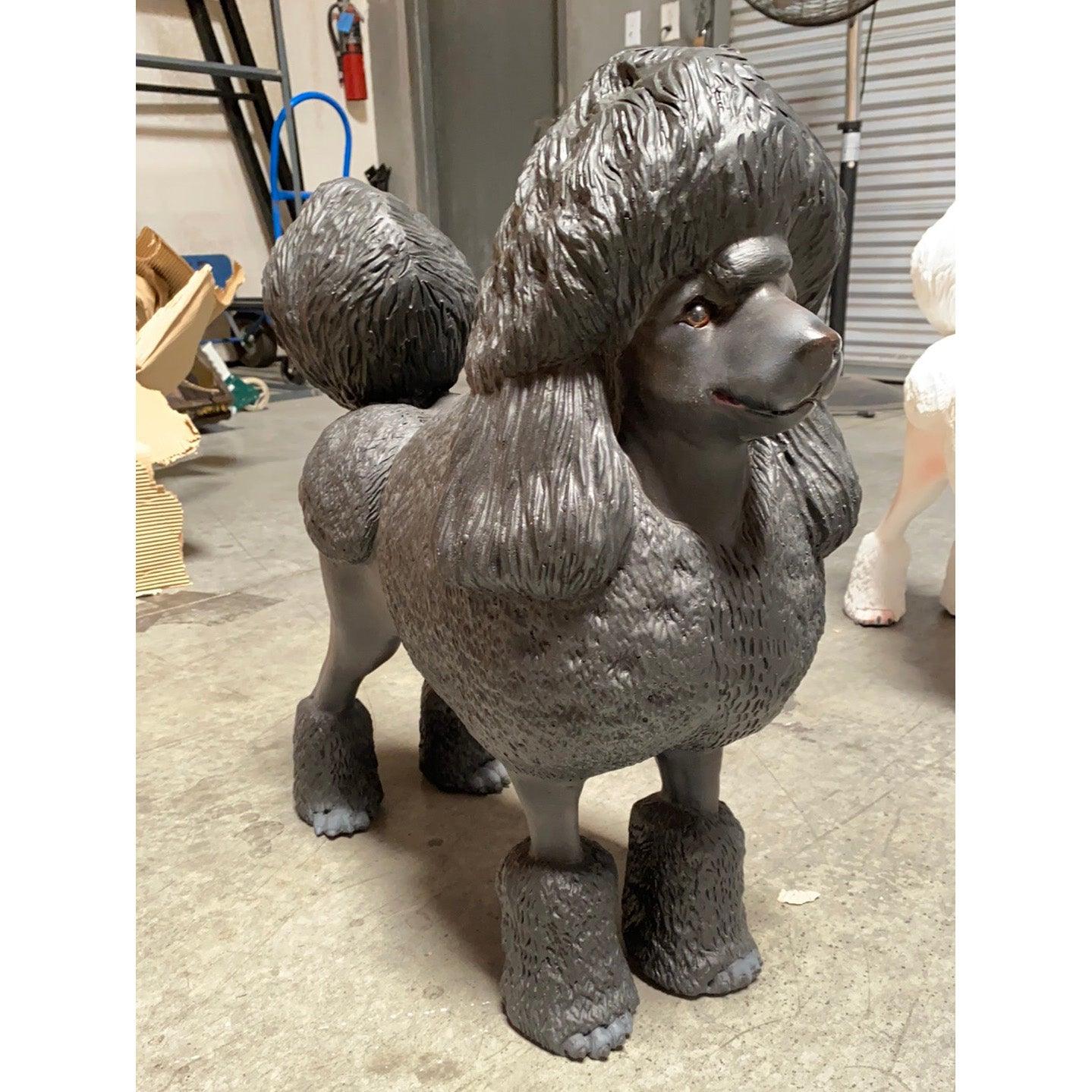 Black Poodle Life Size Dog Statue - LM Treasures Prop Rentals 