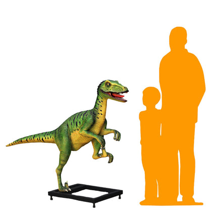 Green Deinonychus Dinosaur Statue