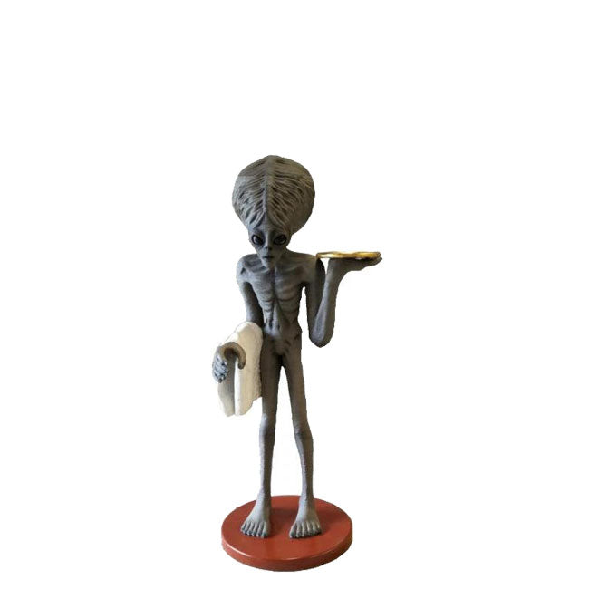 Huge Brain Alien Butler Life Size Statue