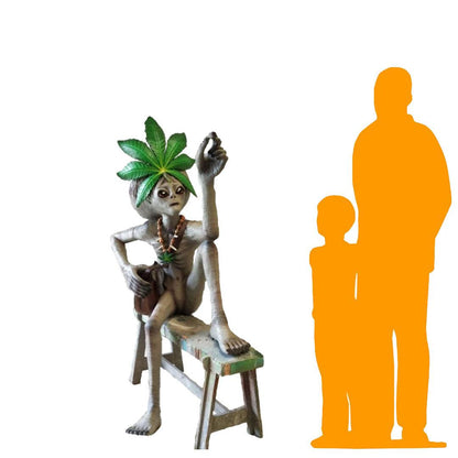 Sitting Leaf Alien With Cigar Life Size Statue - LM Treasures Prop Rentals 