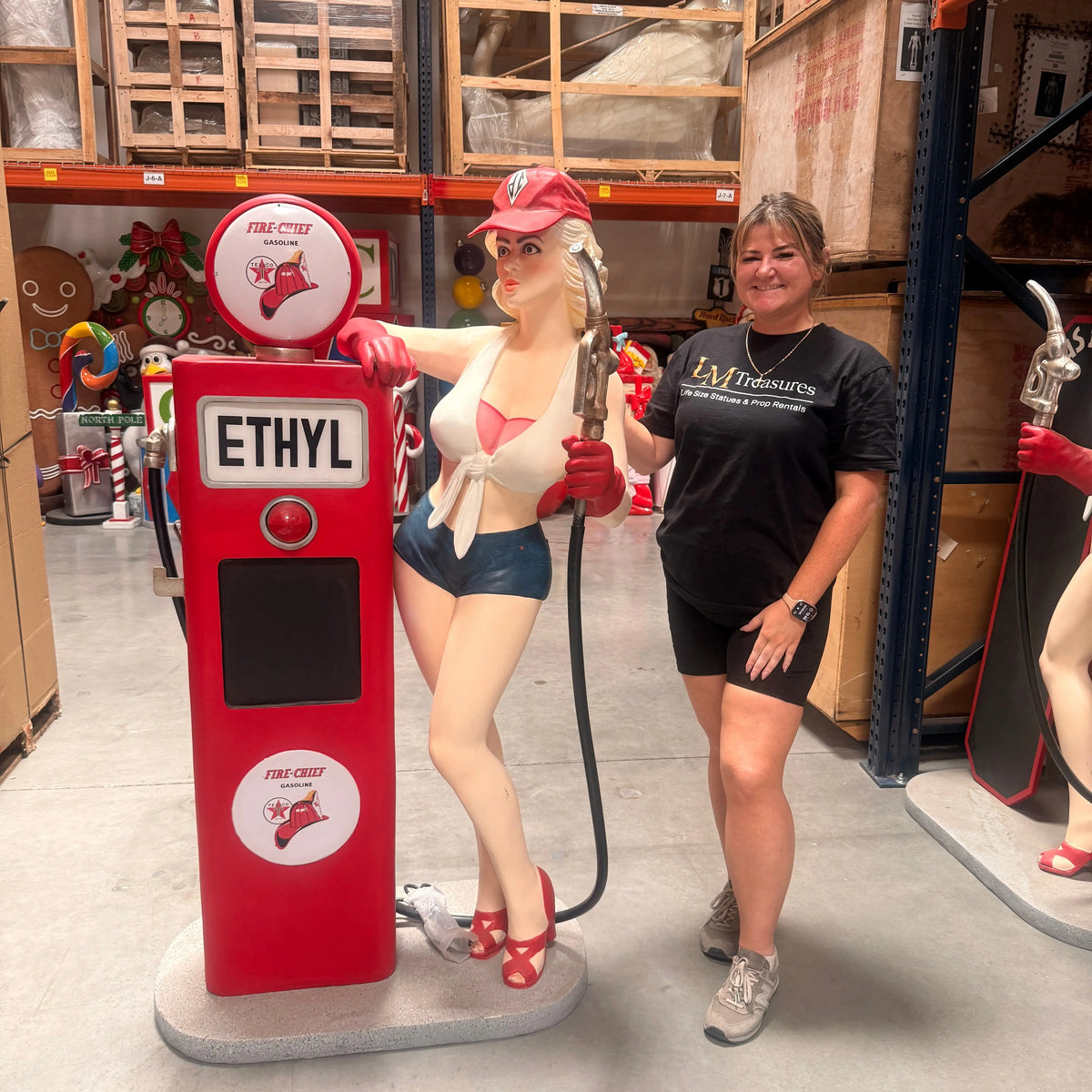 Gasoline Girl With Pump Statue LS408-3554-A