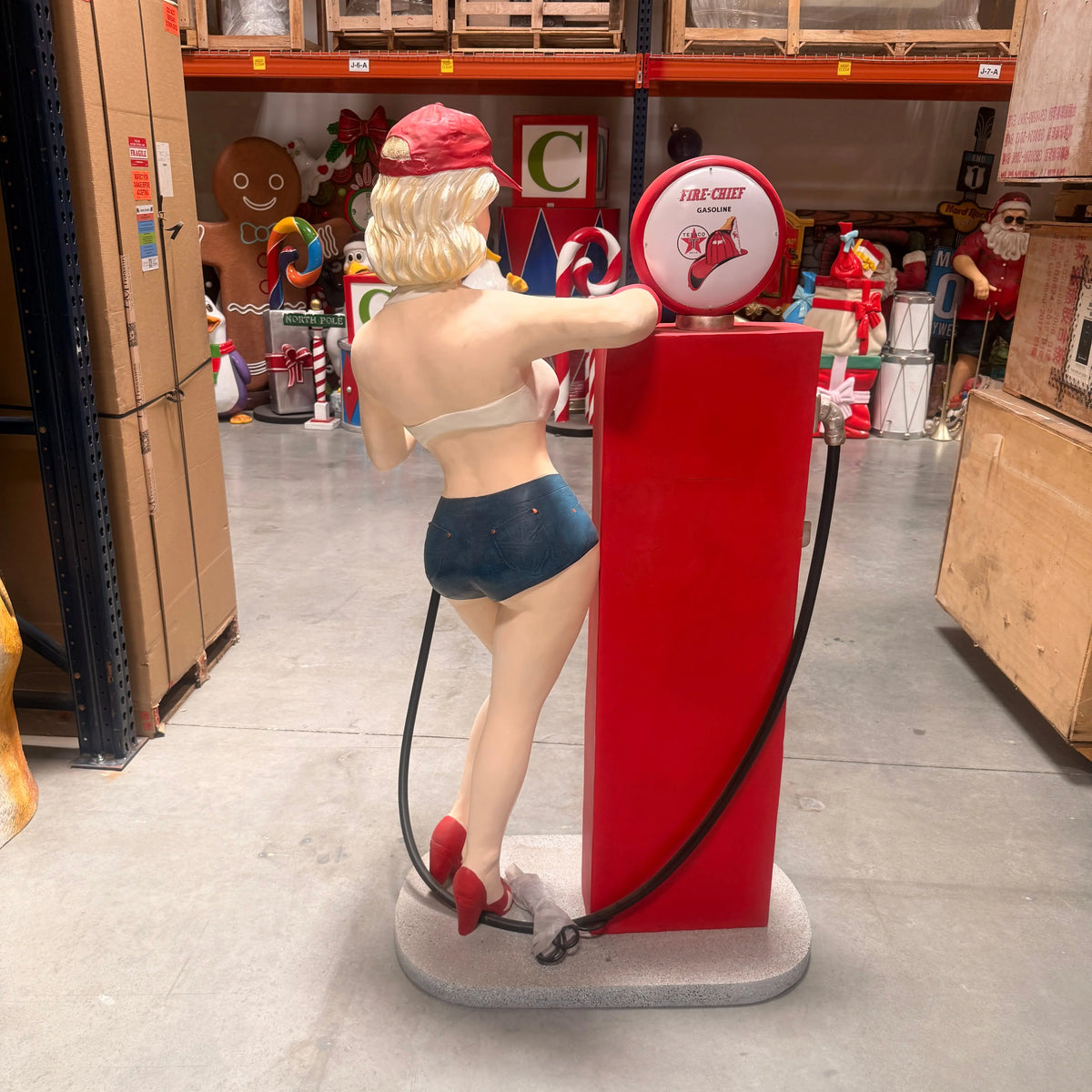 Gasoline Girl With Pump Statue LS408-3554-A