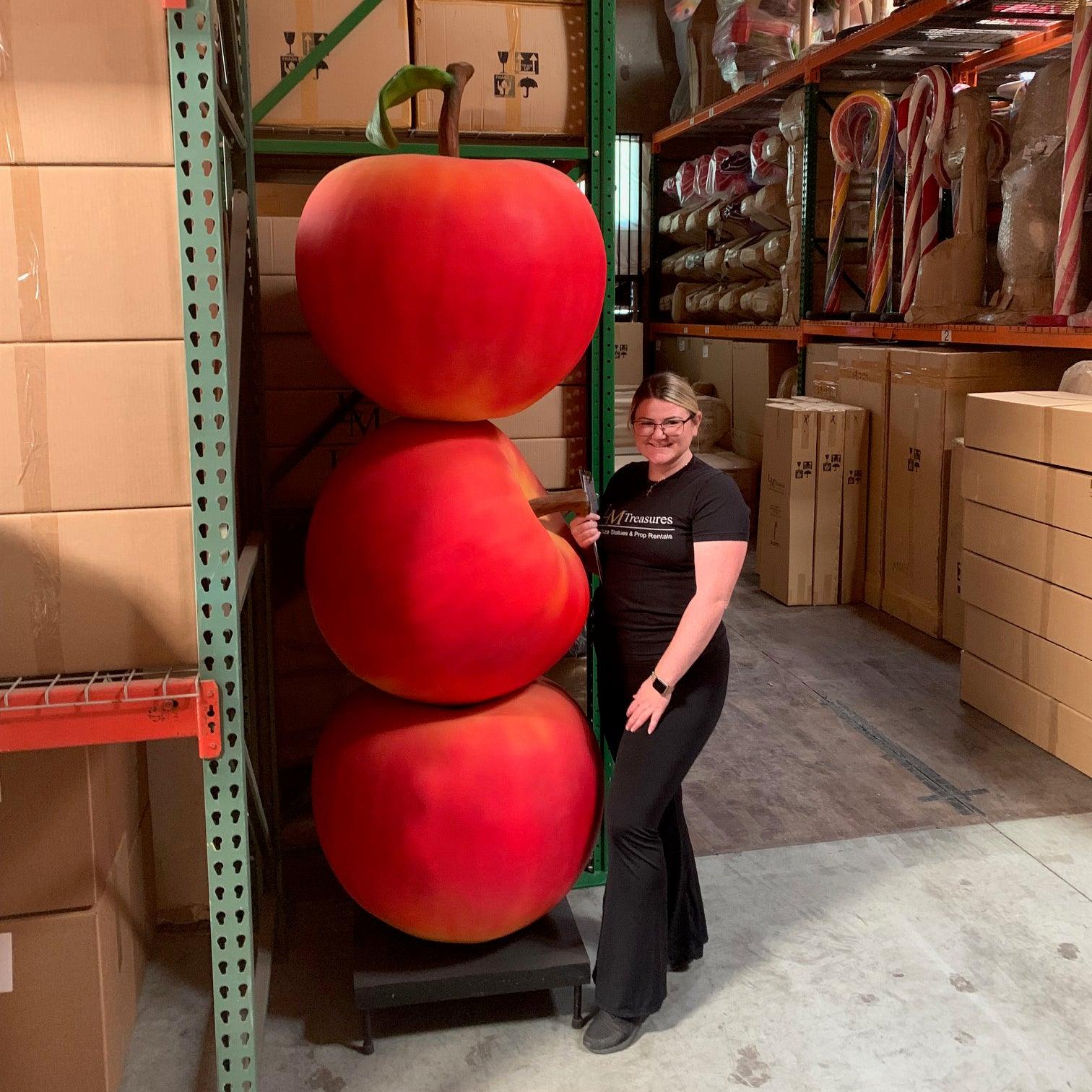 Jumbo Red Apple Tower Over Sized Statue - LM Treasures Prop Rentals 