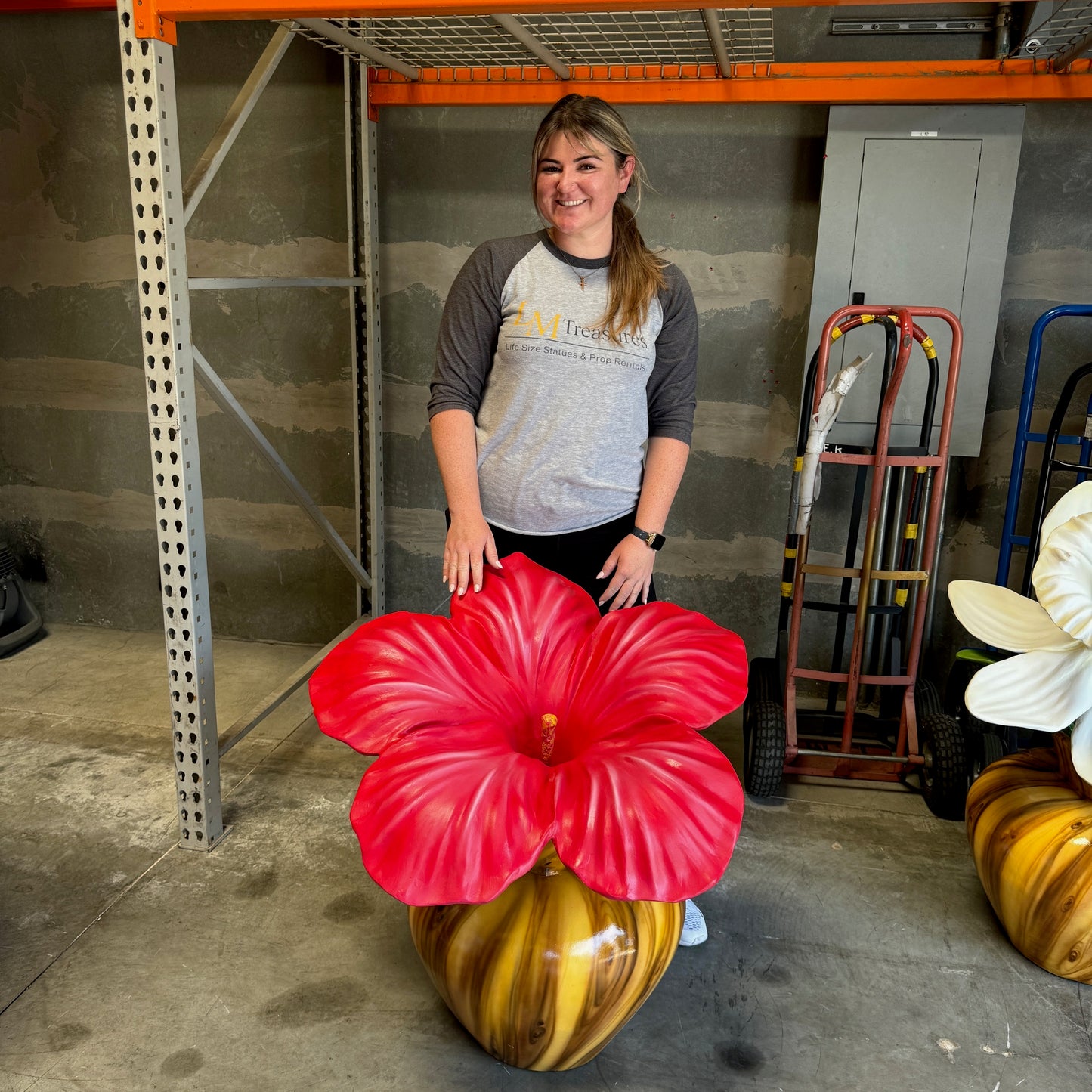 Hibiscus Flower In Vase Statue