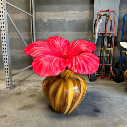 Hibiscus Flower In Vase Statue