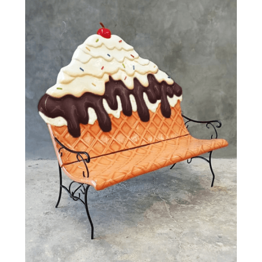 Chocolate Ice Cream Bench Statue - LM Treasures Prop Rentals 